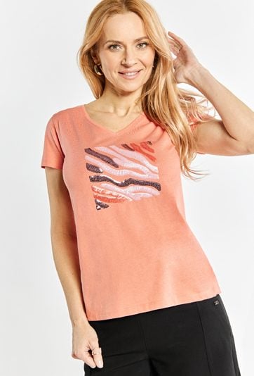 T-shirt damski w serek