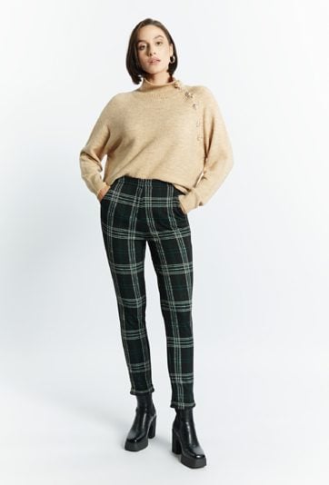 Spodnie damskie w kratę