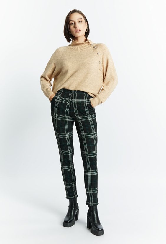 Spodnie damskie w kratę