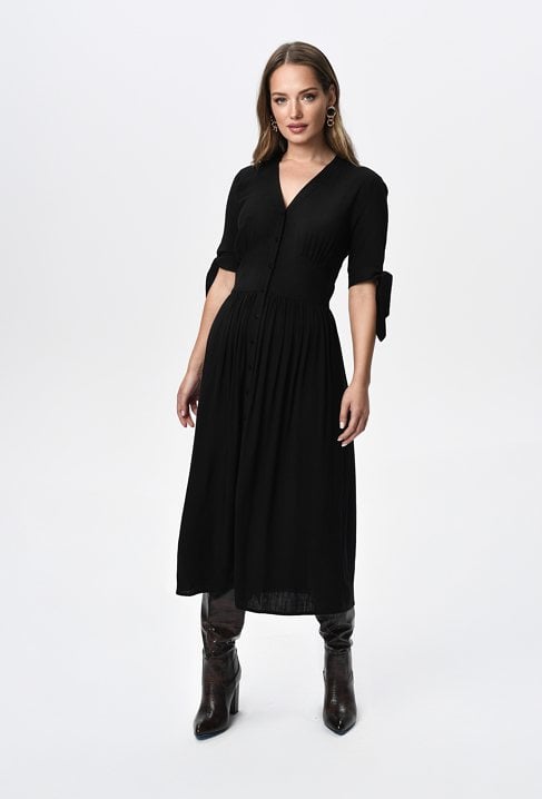 Wiskozowa sukienka z krótkim rękawem