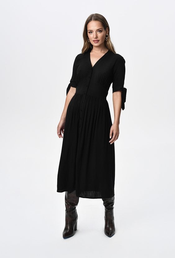 Wiskozowa sukienka z krótkim rękawem