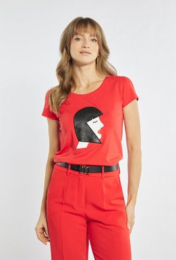 Klasyczny T-shirt z nadrukiem