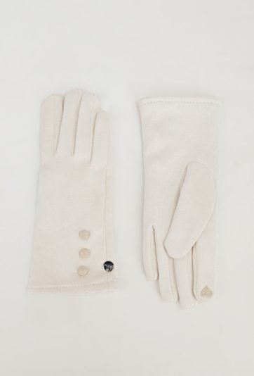 Kremowe rękawiczki z ozdobnymi guziczkami