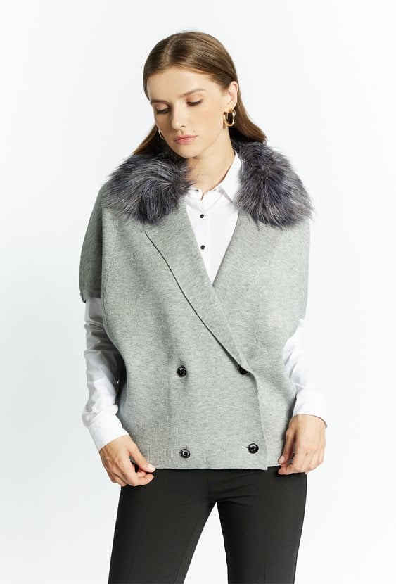 Sweter damski z futerkiem