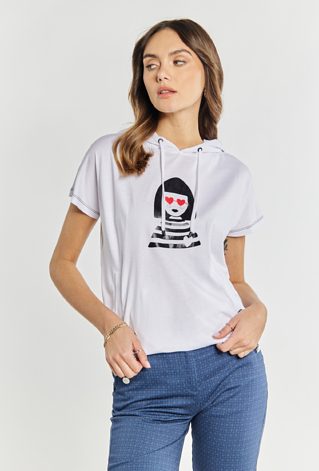 T-shirt damski z kapturem