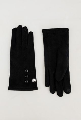 Czarne rękawiczki z ozdobnymi guziczkami