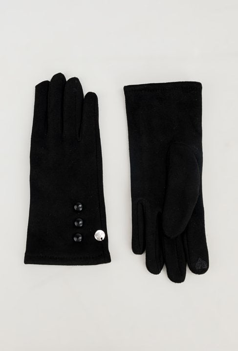 Czarne rękawiczki z ozdobnymi guziczkami
