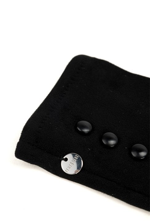 Czarne rękawiczki z ozdobnymi guziczkami