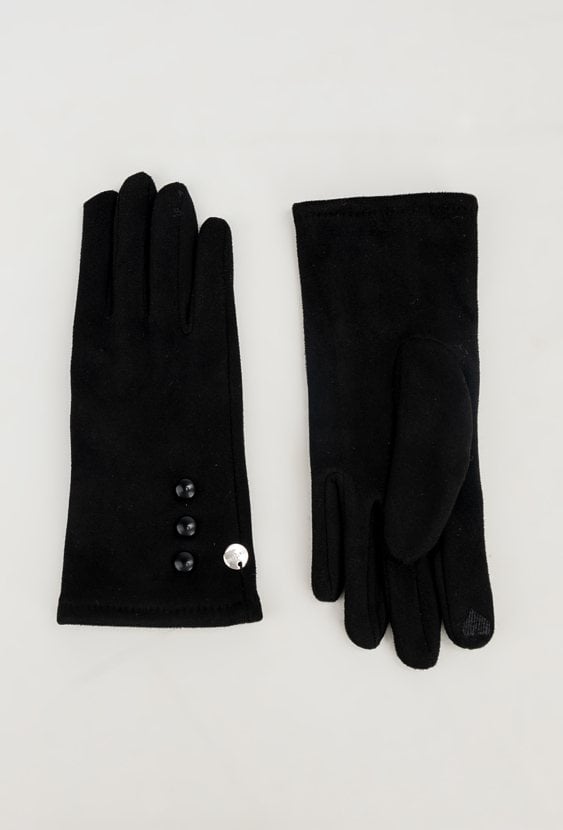 Czarne rękawiczki z ozdobnymi guziczkami