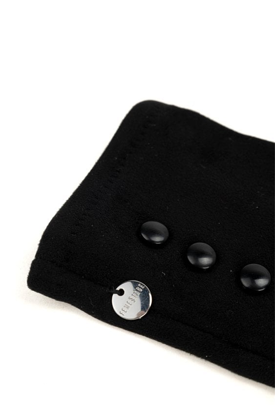 Czarne rękawiczki z ozdobnymi guziczkami