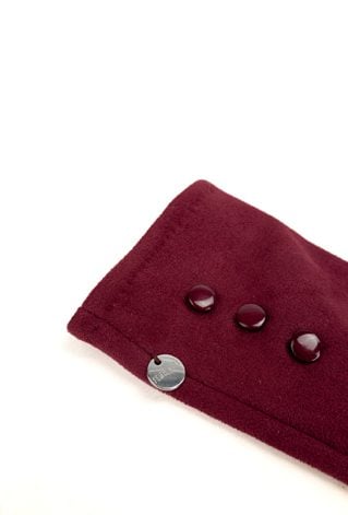 Burgundowe rękawiczki z ozdobnymi guziczkami