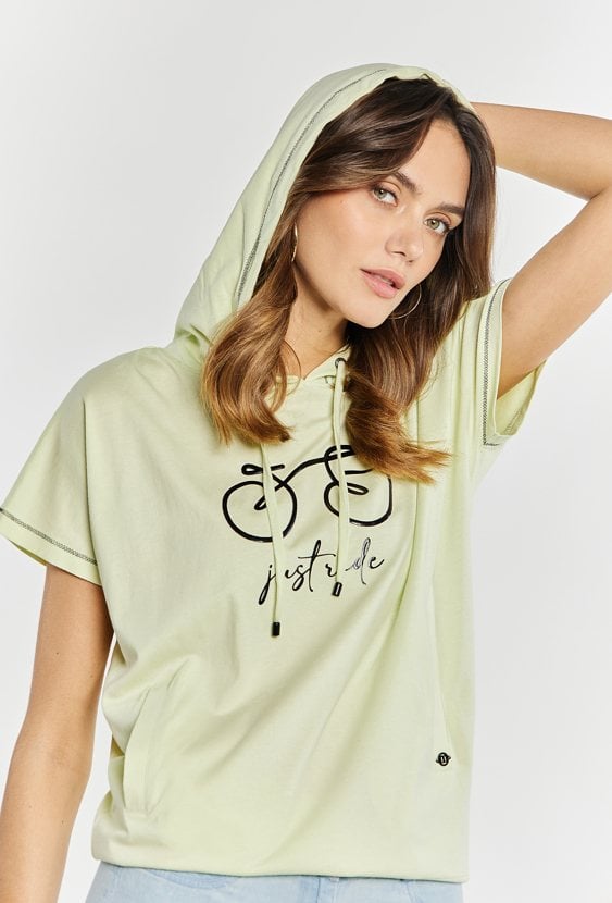 T-shirt damski z kapturem
