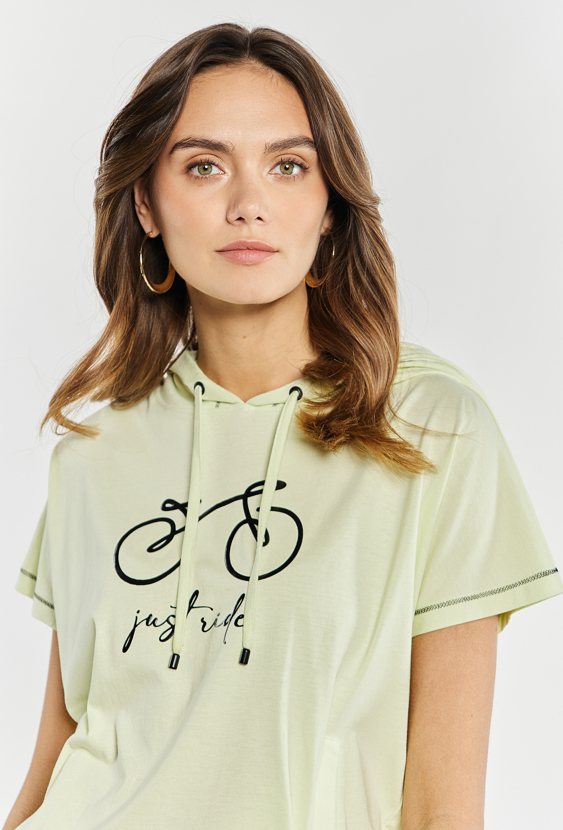 T-shirt damski z kapturem
