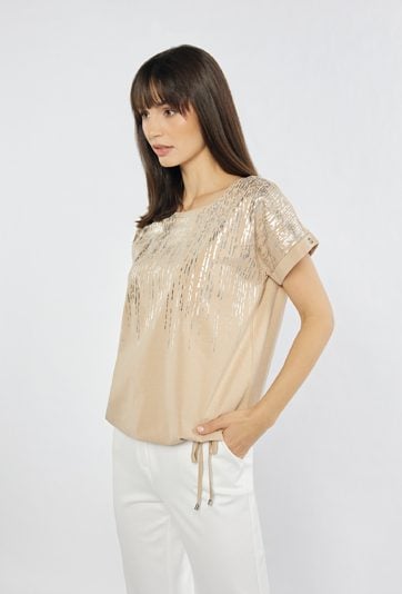 T-shirt z połyskującym nadrukiem