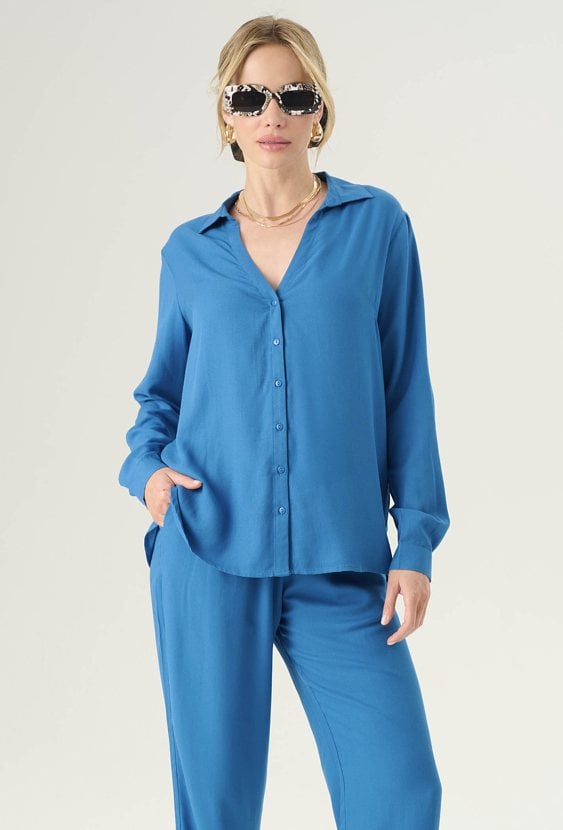 Koszula z wiskozy w kolorze niebieskim