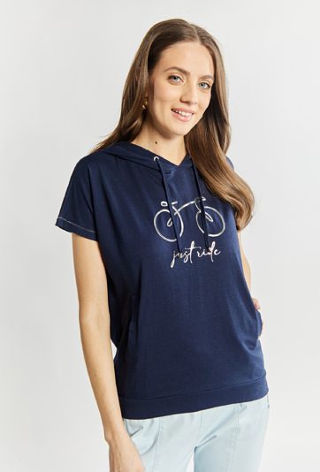 T-shirt damski z kapturem