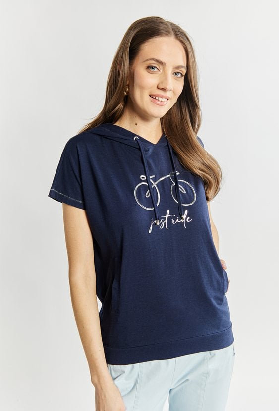 T-shirt damski z kapturem