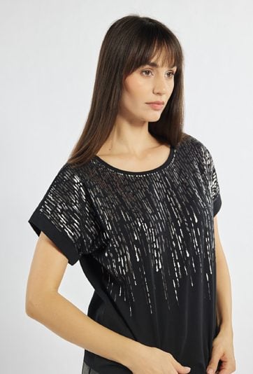 T-shirt z połyskującym nadrukiem