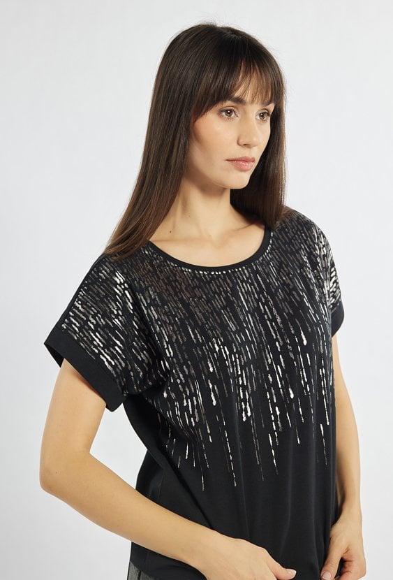 T-shirt z połyskującym nadrukiem