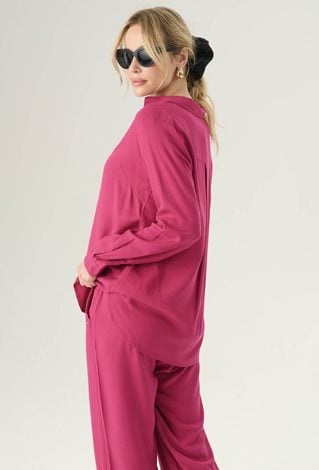 Wiskozowa koszula w kolorze różowym