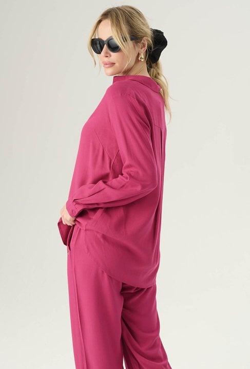 Wiskozowa koszula w kolorze różowym