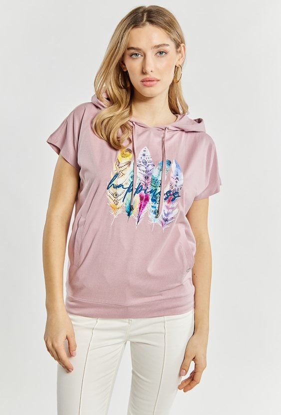 T-shirt damski z kapturem