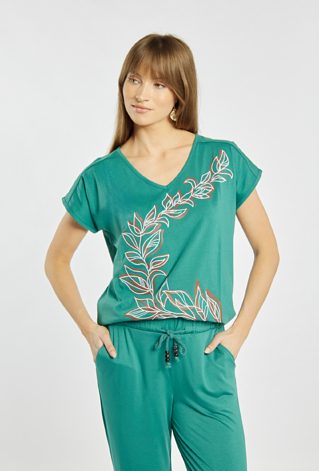 Luźny T-shirt z wzorem