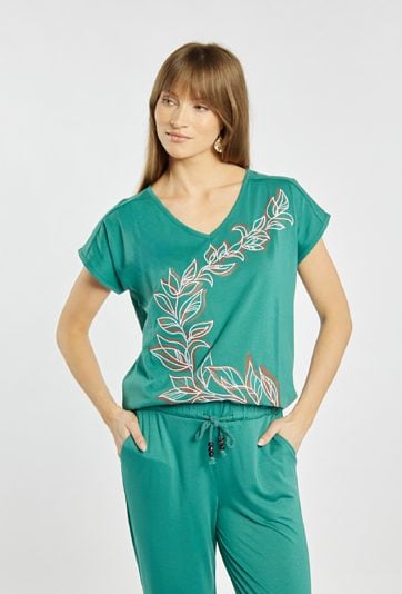 Luźny T-shirt z wzorem