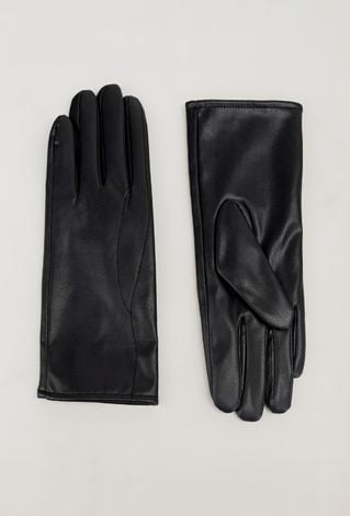 Czarne rękawiczki z imitacji skóry
