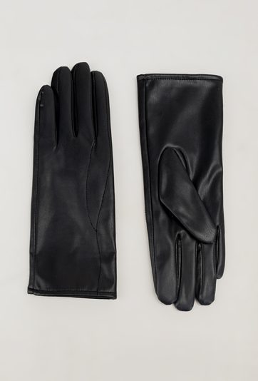 Czarne rękawiczki z imitacji skóry