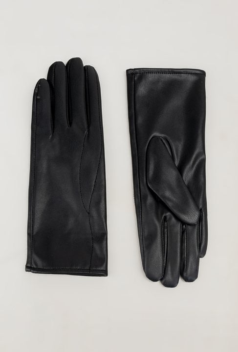 Czarne rękawiczki z imitacji skóry