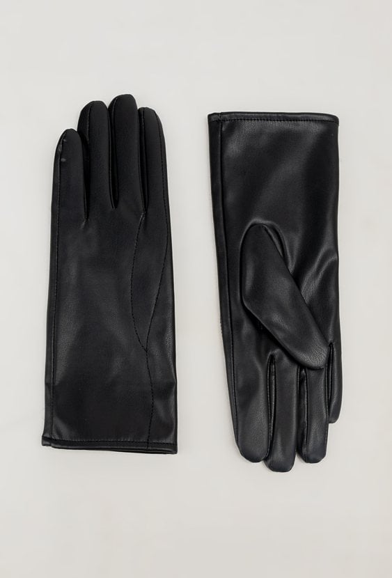 Czarne rękawiczki z imitacji skóry