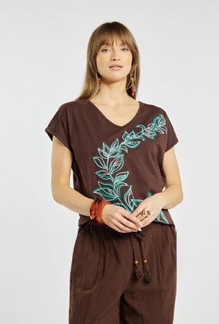 Luźny T-shirt z wzorem
