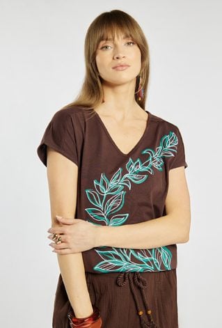 Luźny T-shirt z wzorem
