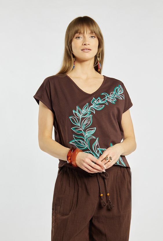 Luźny T-shirt z wzorem