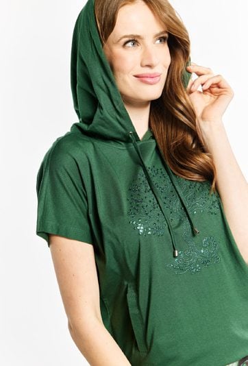 T-shirt damski z kapturem