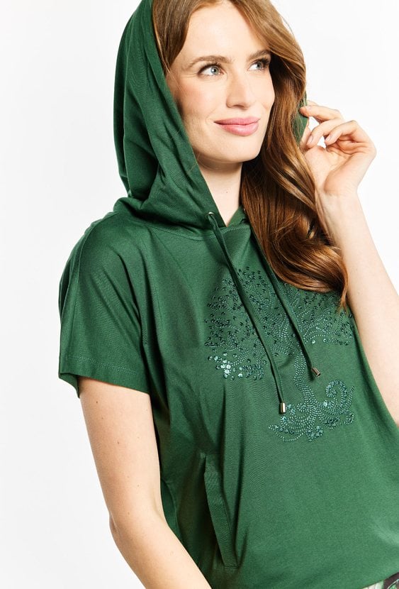 T-shirt damski z kapturem