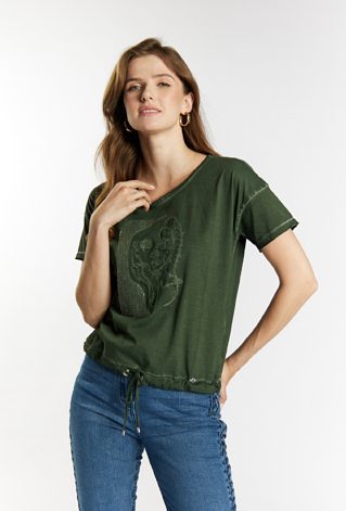 Bawełniany t-shirt z efektem sprania