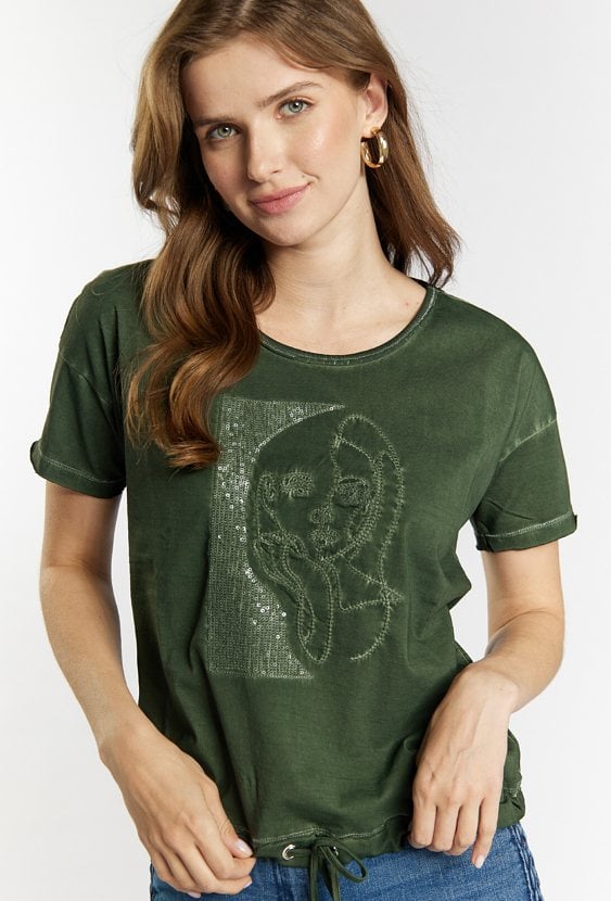 Bawełniany t-shirt z efektem sprania