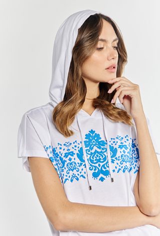 T-shirt damski z kapturem