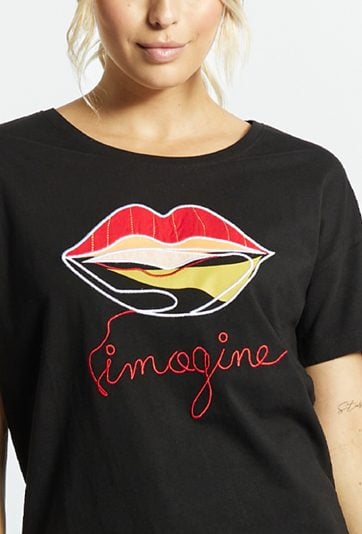 Bawełniany T-shirt damski z haftowym wzorem