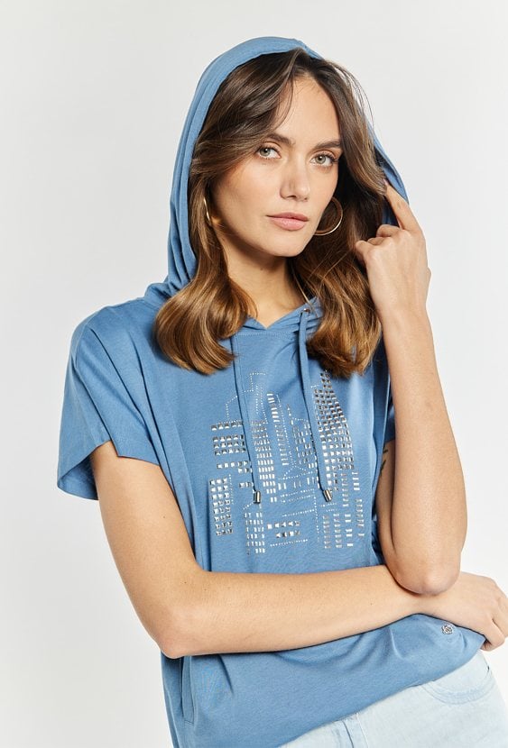 T-shirt damski z kapturem