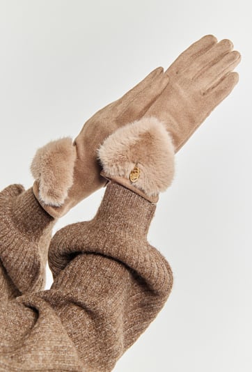 Eleganckie rękawiczki z futerkiem