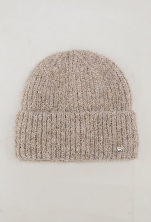 Beżowa prążkowana czapka
