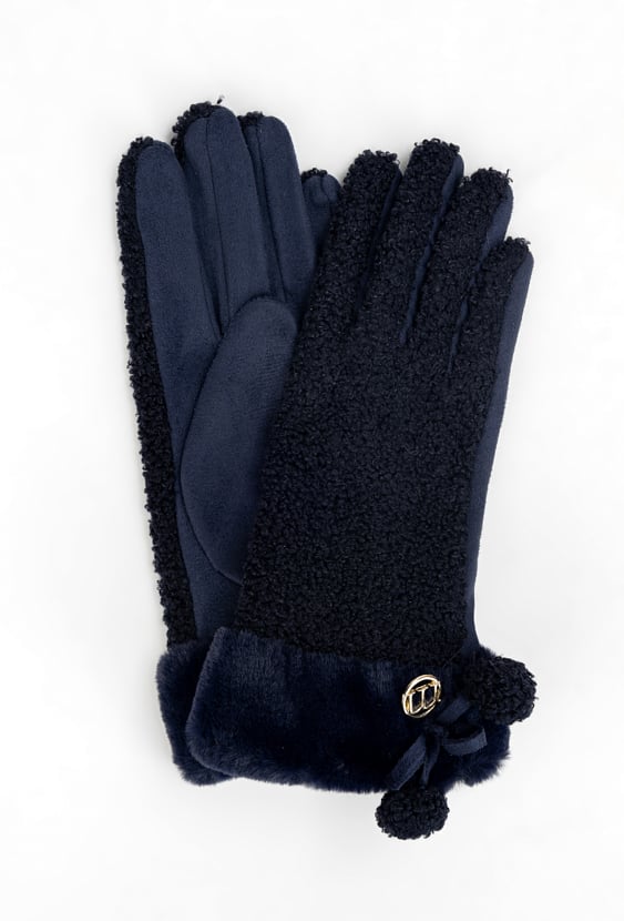 Rękawiczki damskie z pomponami