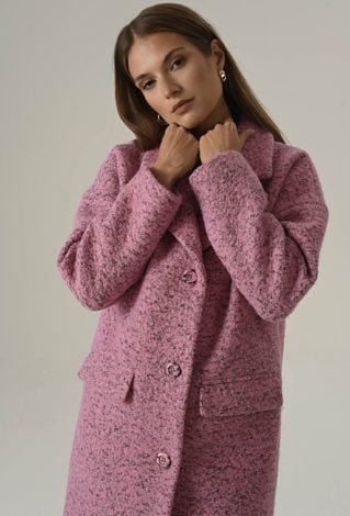 Różowy płaszcz z wełną