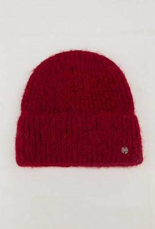Bordowa  prążkowana czapka