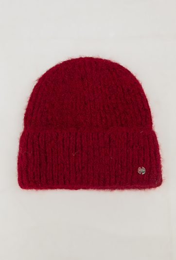 Bordowa  prążkowana czapka
