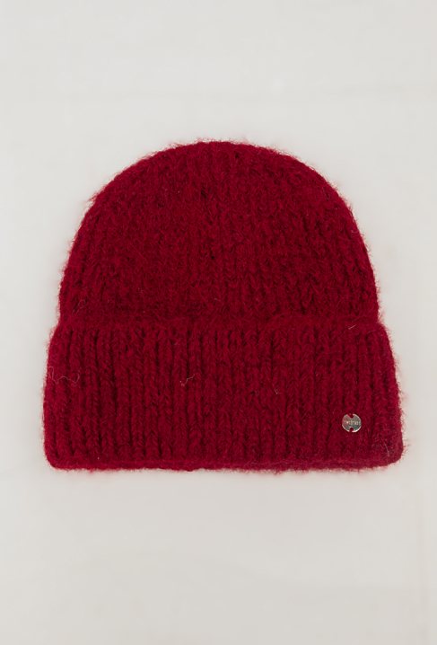 Bordowa  prążkowana czapka