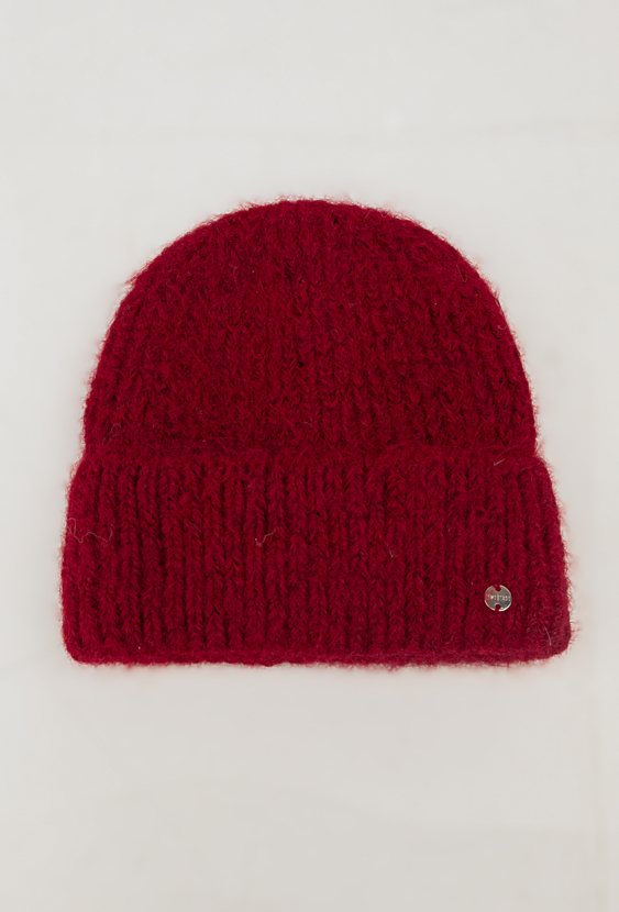 Bordowa  prążkowana czapka